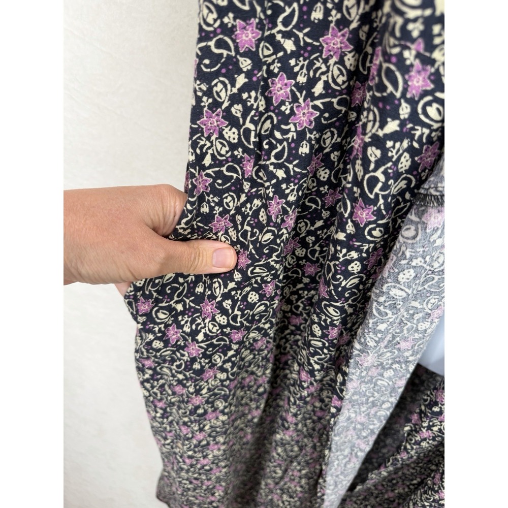 Marine Layer Purple Floral Emlyn Midi Wrap Dress Size XL Hemp Blend - Picture 7 of 11